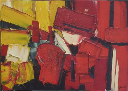 DE LUTTI PIERLUIGI MONFALCONE 1959 GIOIE E RICCHEZZA OLIO SU TELA cm 50 x 70...