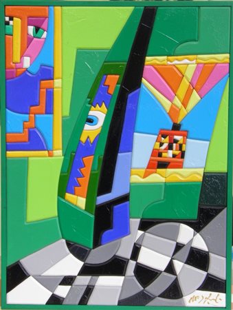 NESPOLO UGO MOSSO SANTA MARIA 1941 LA CAVE PUZZLE SU LEGNO cm 30 x 40 Firma...