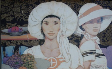 CIVITARESE GOFFREDO CHIETI 1936 SENZA TITOLO SERIGRAFIA SU BROCCATO cm 50 x...