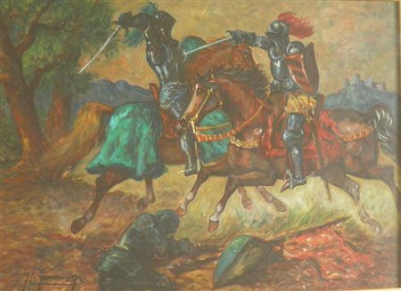 GONZAGA GIOVAN FRANCESCO MILANO 1921 MILANO 2007 COMBATTIMENTO DI CAVALIERI,...