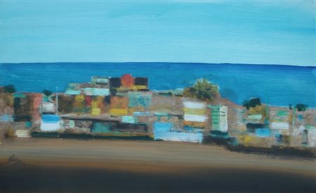 MAGAZZINI SALVATORE PISTOIA 1955 PAESAGGIO OLIO SU CARTA APPLICATA SU TAVOLA...