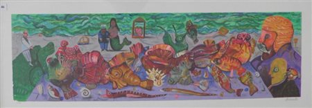 POSSENTI ANTONIO LUCCA 1933 SENZA TITOLO LITOGRAFIA SU CARTA cm 40 x 110...