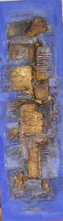 MALEKA GAMAL 1954 SENZA TITOLO, 2004 TECNICA MISTA SU TAVOLA cm 90 x 27,5...