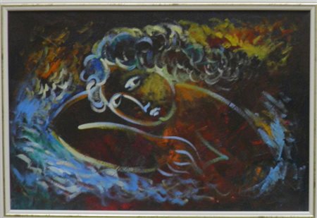 GERMANA' MIMMO CATANIA 1944 BUSTO ARSIZIO 1992 LA NOTTE, 1990 OLIO SU TELA cm...