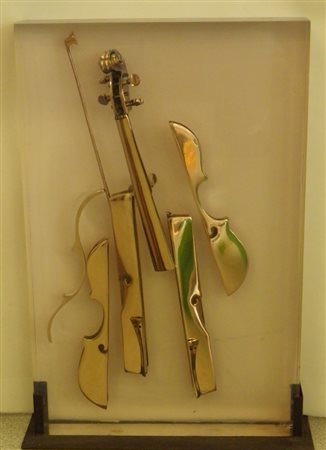 ARMAN FERNANDEZ NIZZA 1928 NIZZA 2005 VIOLIN EUROP BRONZO PATINATO ORO IN...