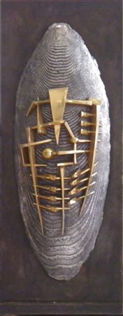 POMODORO ARNALDO MARCIAGO DI ROMAGNA 1926 SCUDO I, 1991 BRONZO E FERRO cm 36...