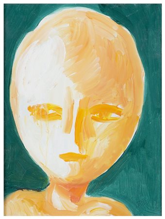 VIRGILIO GUIDI Roma 1891 - Venezia 1894 Testa fondo verde Olio su tela cm 40...