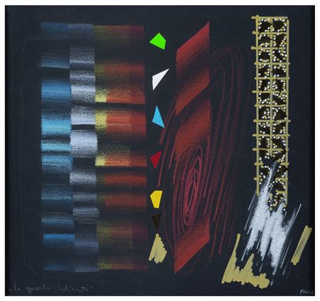 ENNIO FINZI Venezia 1931 Lo sguardo indiscreto Pastello collage e tecnica...