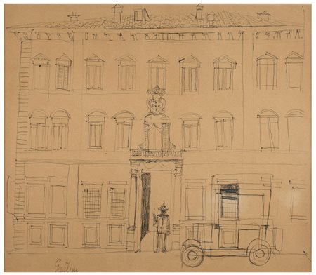FRANCO GENTILINI Faenza 1909 - Roma 1981 Palazzo Chigi 1945 ca Inchiostro su...