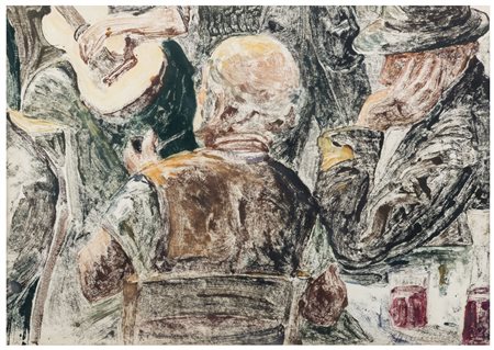 PITTORE ITALIANO INIZI XX SECOLO Concertino 1950 ca Monotipo su carta cm 25 x...