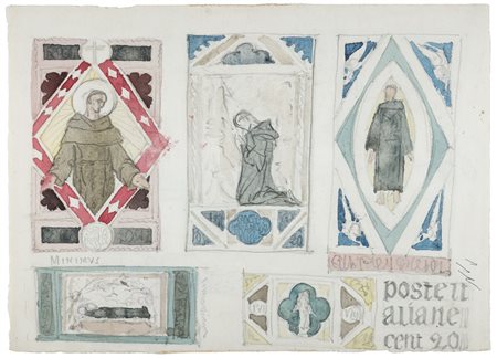 DUILIO CAMBELLOTTI Roma 1876 - 1960 Composizione Acquarello cm 24 x 33