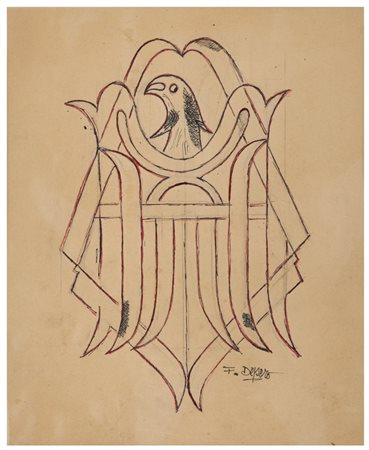 FORTUNATO DEPERO Fondo 1892 - Rovereto 1960 Progetto Disegno China su...