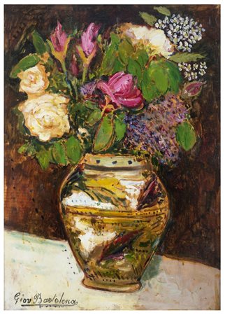 GIOVANNI BARTOLENA Livorno 1886 - 1942 Vaso di fiori 1930 ca. Olio su...
