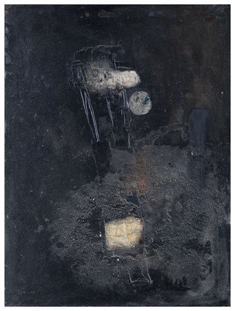 FILIPPO MARIGNOLI Perugia 1926 - Seattle 1995 Composizione in nero 1955 Olio...