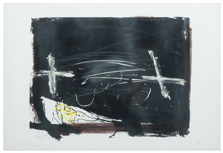 ANTONI TAPIES Barcellona 1923 - 2012 Croci bianche Litografia cm 63 x 89,5...