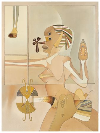 HERIBERTO COGOLLO Cartagena de IndiaS 1945 Le createur de chance Olio su tela...