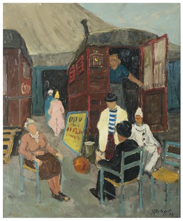 GIUSEPPE MALAGODI Cento 1890 - Roma 1968 Il Circo 1953 Olio su tavola cm 50 x...