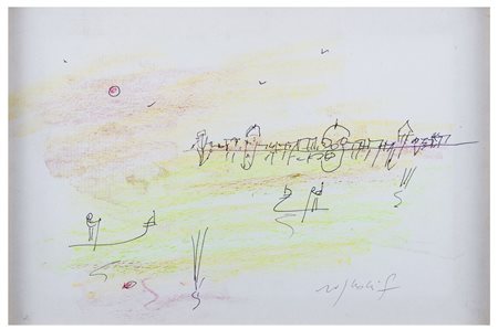 FRANCO ROGNONI Milano 1913 - 1999 Venezia Pastello e china su carta Misure cm...