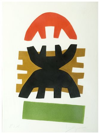 GIUSEPPE CAPOGROSSI Roma 1900 - 1972 Senza Titolo Litografia cm 38 x 31 ca Ex...