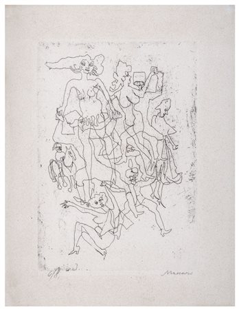 MINO MACCARI Siena 1898 - Roma 1989 Figure 1953 Acquaforte cm 32,5 x 24,5...