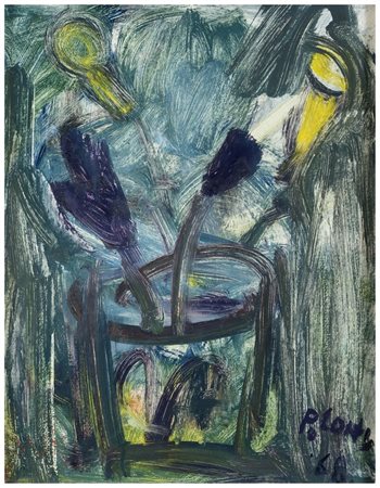 PRIMO CONTI Firenze 1900 - Fiesole 1988 Natura morta 1968 Olio su cartone cm...