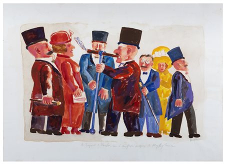 FRANZ BORGHESE Roma 1941 - 2005 Figure Tempera e acquarello su carta Misure...