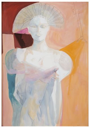 UGO ATTARDI Genova 1923 - Roma 2006 Figura femminile Tempera e tecnica mista...