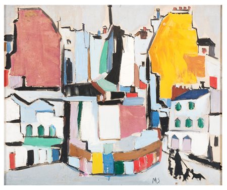 SANTE MONACHESI Macerata 1910 - Roma 1991 Parigi 1948 ca Olio su tela cm 50 x...