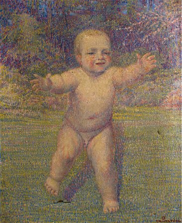 Domenico Cantatore Quadro semidivisionista raffigurante i "Primi passi" I...