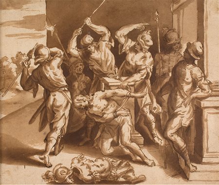 Mattia Preti (attr.) Disegno raffigurante "Fustigazione di San Sebastiano"...