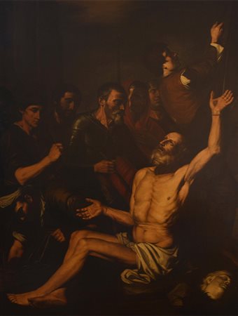 Scuola napoletana Dipinto raffigurante "Martirio di San Bartolomeo" I metà...