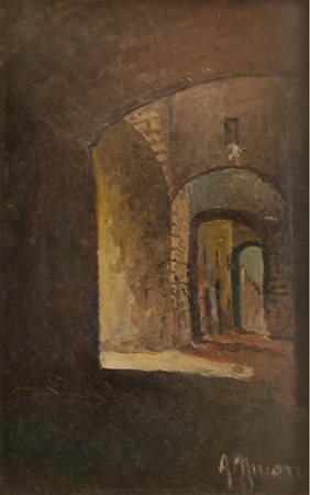 A: Scuola italiana; B: Scuola veneta Coppia di dipinti: A "Scorcio di un...