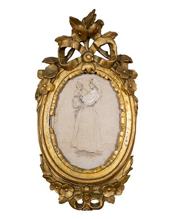 Anonimo Coppia di disegni: A "Figura di popolana con bambino in braccio"; B...