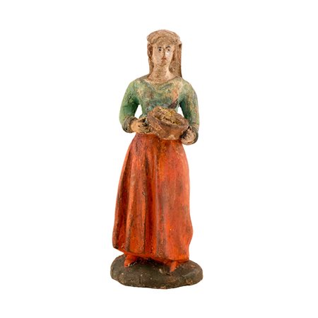 Figure di pastori. A: Figura di pastorella con cesto; B: Figura di pastore;...