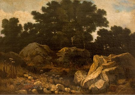 Cammarano Dipinto raffigurante "Paesaggio" XIX sec. Olio su tela, 28 x 41 cm