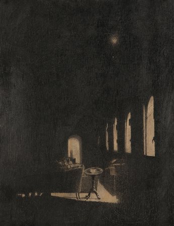 OMAR GALLIANI 1954 Interni Matita su tavola, cm. 45 x 35 Firmato sul retro...