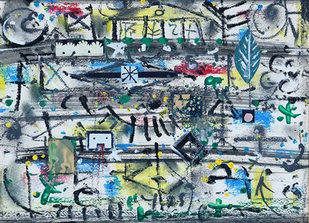 PHILLIP MARTIN 1927 - 2014 Senza titolo, 1977 Tecnica mista e collage su...