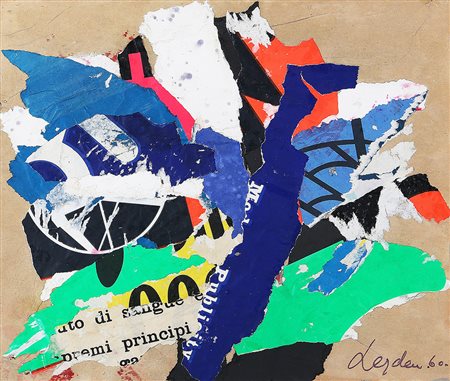 ERNEST VAN LEYDEN 1892 - 1969 Senza titolo, 1960 Collage su cartoncino, cm....