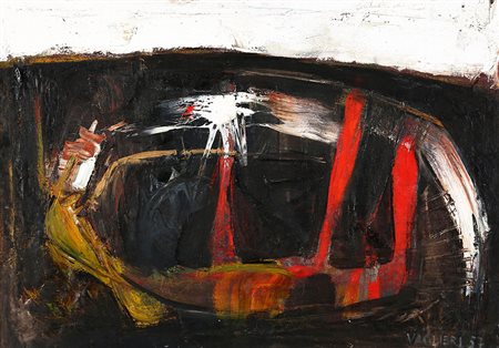 TINO VAGLIERI 1929 - 2000 Tubazioni, 1957 Olio su tela, cm. 50 x 70 Firmato e...