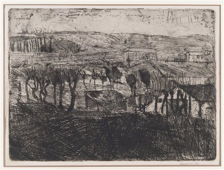 RENZO VESPIGNANI (Roma 1924 - 2001) Paesaggio, 1944 Incisione, ex. nd. Misura...