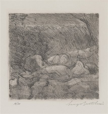 LUIGI BARTOLINI (Cupramontana 1892 - Roma 1963) Tre figure sdraiate...