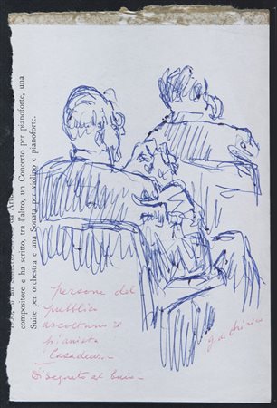 GIORGIO DE CHIRICO (Volos 1888 - Roma 1978) Persone del pubblico ascoltano il...