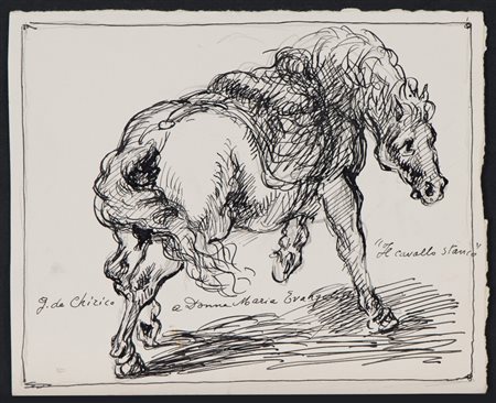 GIORGIO DE CHIRICO (Volos 1888 - Roma 1978) Il cavallo stanco, prima metà...