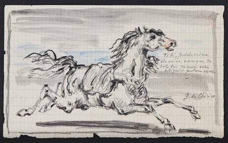 GIORGIO DE CHIRICO (Volos 1888 - Roma 1978) Cavallo al galoppo, inizio anni...