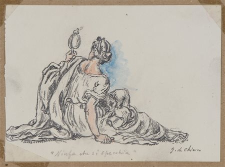 GIORGIO DE CHIRICO (Volos 1888 - Roma 1978) Ninfa che si specchia, fine anni...