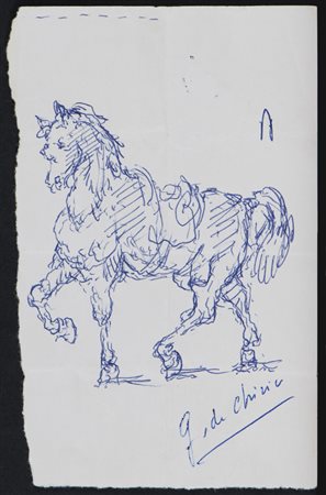 GIORGIO DE CHIRICO (Volos 1888 - Roma 1978) Cavallo, 1964 Penna biro blu su...
