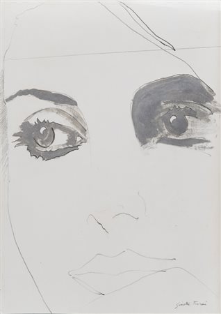 GIOSETTA FIORONI (Roma 1932) Volto di donna, fine anni '60 Tecnica mista su...