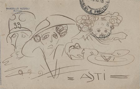 MARCELLO NIZZOLI (Boretto 1887 - Camogli 1969) Coppia di cartoline postali...