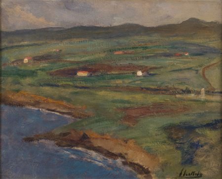 FERRUCCIO SCATTOLA (Venezia 1873 - Roma 1950) Paesaggio Olio su tavoletta,...