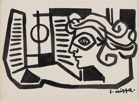 LUCA CRIPPA (Seregno 1922 - 2002) Composizione con profilo, anni '50 China su...